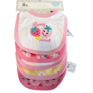 Cribmates 5-Pack Baby Bibs Berry Sweet Strawberry Daisy Pink White 0+ Months